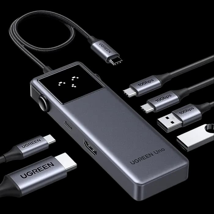 CM888, UGREEN, USB HUB, Groovy Robot, 6-in-1, HDMI, USB-A, Type-C, HUB, Space Gray.