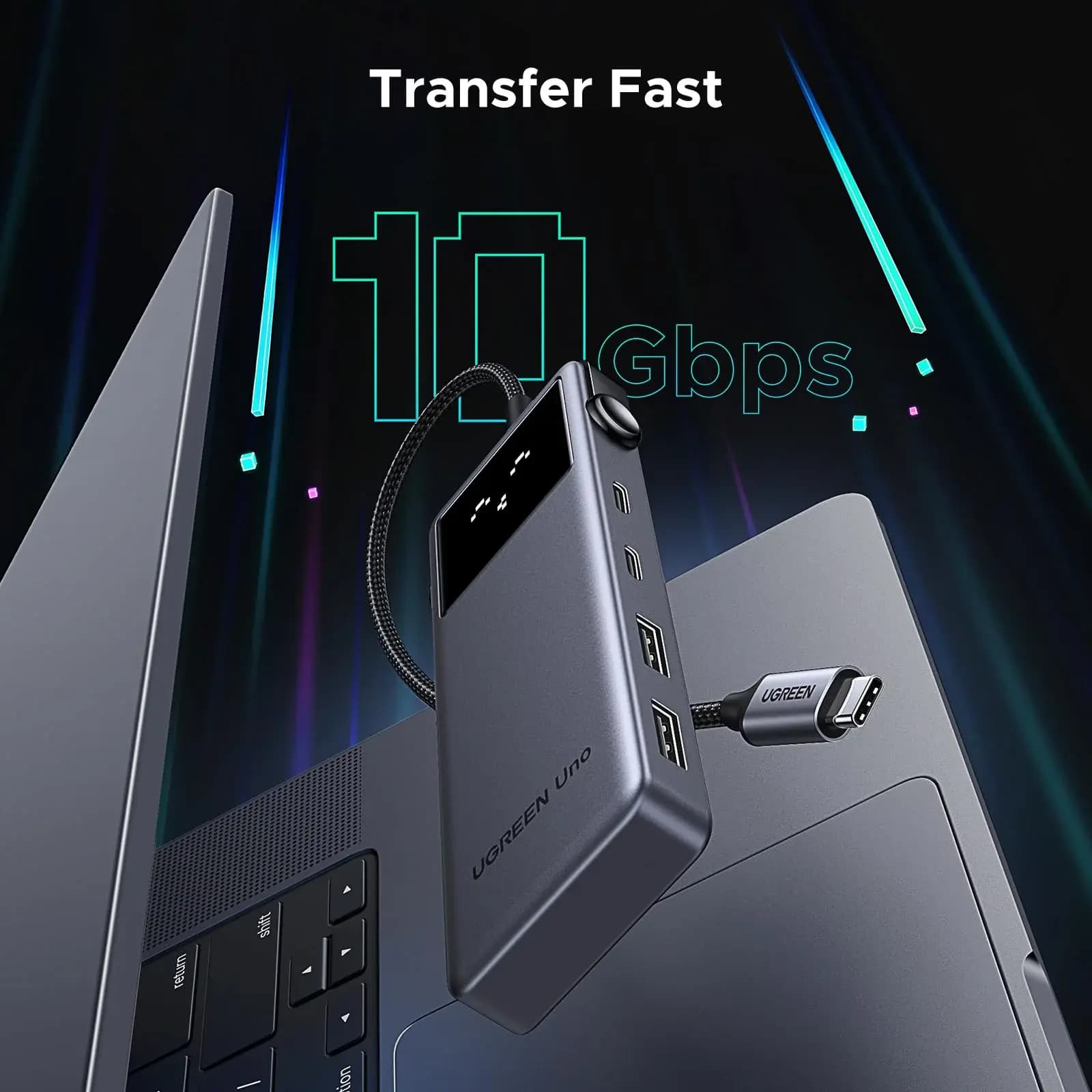 CM888, UGREEN, USB HUB, Groovy Robot, 6-in-1, HDMI, USB-A, Type-C, HUB, Space Gray.