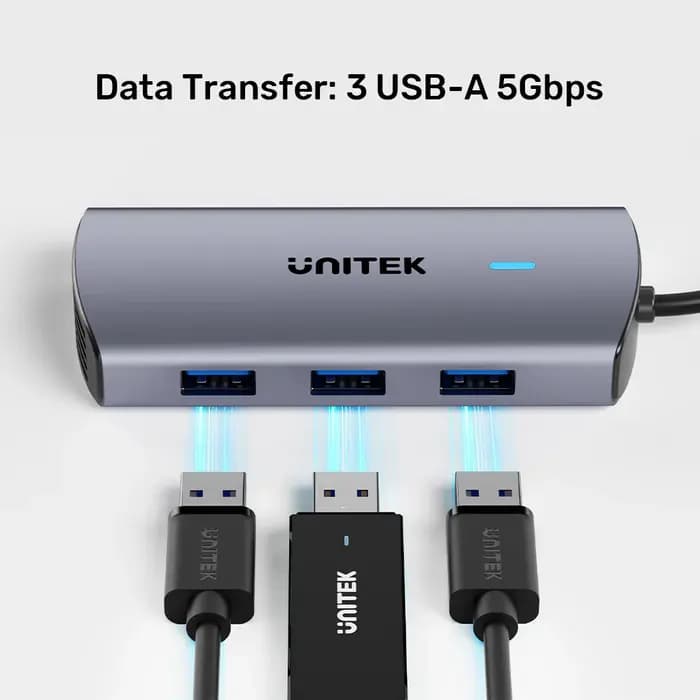 D1113C, UNITEK, USB HUB, 6-in-1 USB-C 5Gbps Hub.