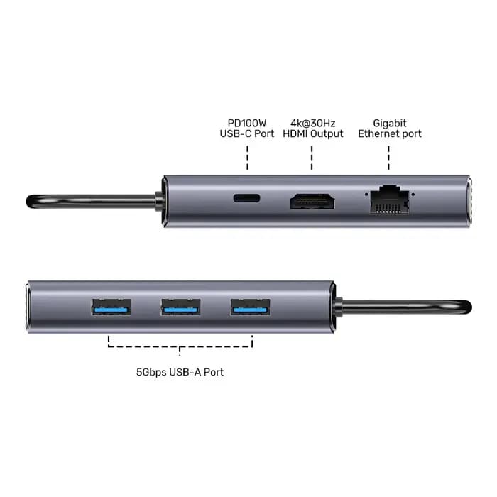 D1113C, UNITEK, USB HUB, 6-in-1 USB-C 5Gbps Hub.