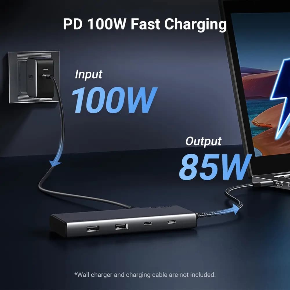 CM639, UGREEN, USB HUB, Revodok 308, HDMI, DP, Type-C, USB-A, PD, 8 in 1 USB C Docking Station, Grey.