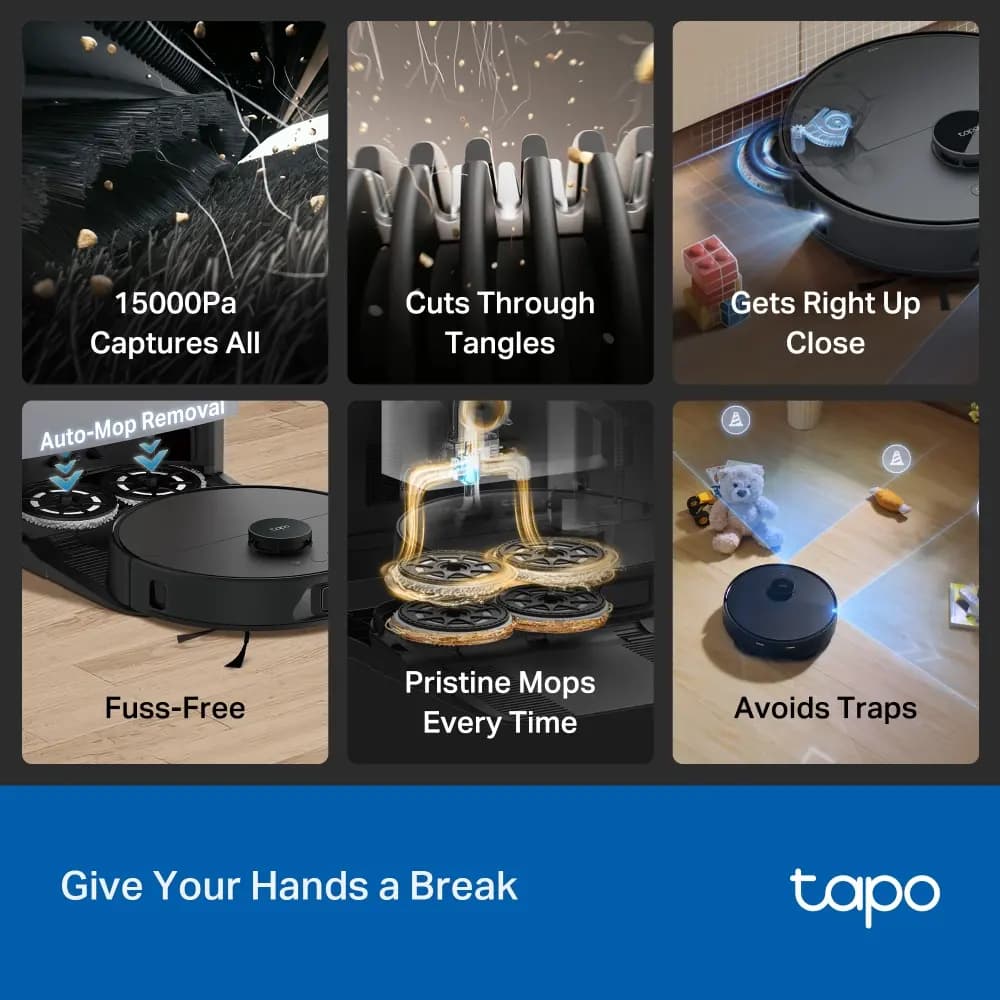 TP-Link, Tapo RV50 Pro Omni, All-in-One Dock, Robot Vacuum Cleaner, Black