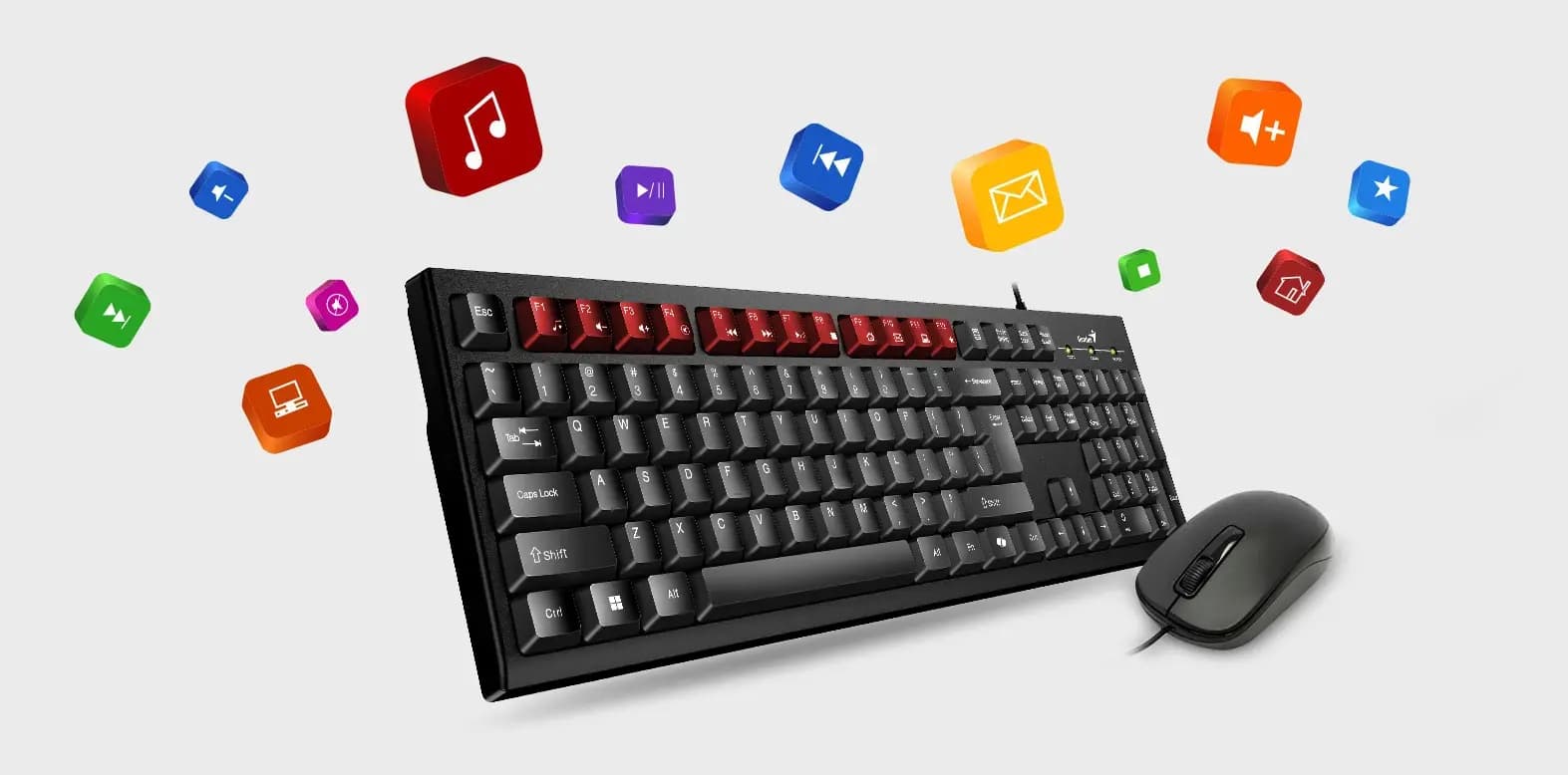 Genius, KM-100SE, AI Copilot Key, Keyboard + Mouse, Black
