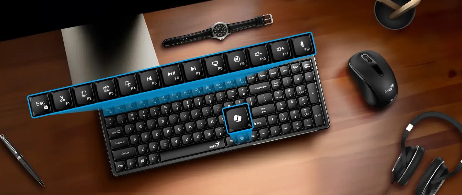 Genius, LuxeMate Q8100, AI Copilot Key, Keyboard + Mouse, Black