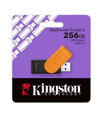 DTXS/256GB, KINGSTON, Flash Memory, USB 3.2 Gen1, Black/Orange.