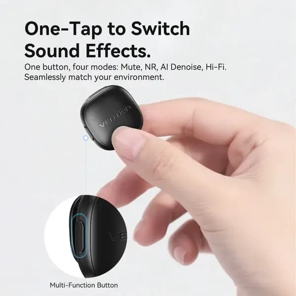 NCDB0, VENTION, Microphone , Wireless AI Noise-Canceling Lavalier Microphone Black.