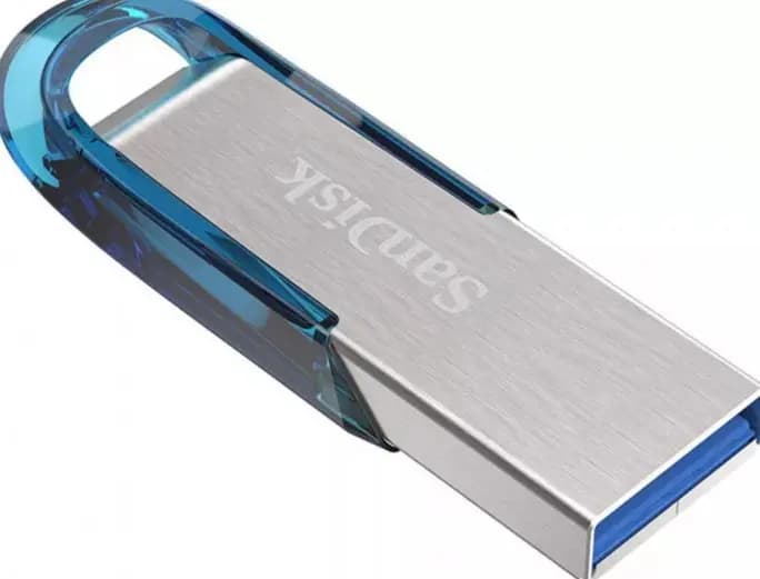 SDCZ73-064G-G46B, SANDISK, Flash Memory, 64GB, Ultra Flair USB 3.0, ცისფერი/ნაცრისფერი.