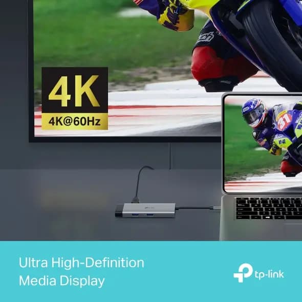 UH6120C, TPLINK, Type C Adapter, USB Type-C 6-Port Hub, K@60Hz HDMI, 1 Gbps ethernet, 100W PD, 1×USB-C Data Ports, 2× USB-A