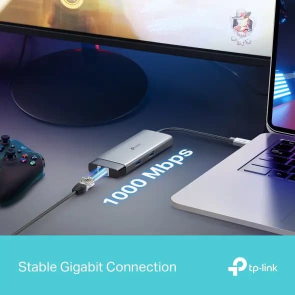 UH6120C, TPLINK, Type C Adapter, USB Type-C 6-Port Hub, K@60Hz HDMI, 1 Gbps ethernet, 100W PD, 1×USB-C Data Ports, 2× USB-A