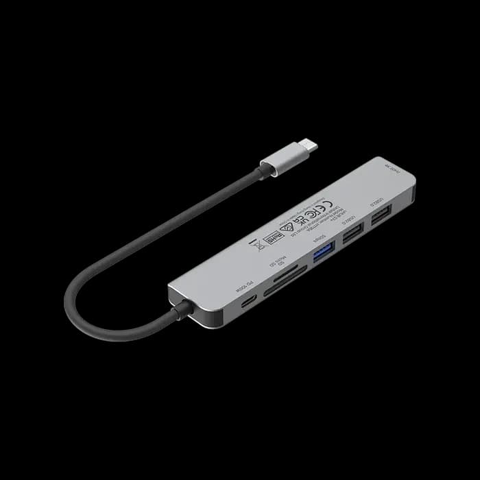H1118A,UNITEK,7-in-1 USB-C 5Gbps Hub (USB3.0+2*USB2.0+SD/Micro SD Card Reader+HDMI+PD 100W), Space Grey