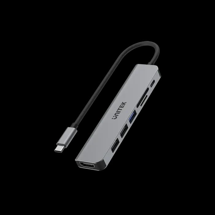 H1118A,UNITEK,7-in-1 USB-C 5Gbps Hub (USB3.0+2*USB2.0+SD/Micro SD Card Reader+HDMI+PD 100W), Space Grey