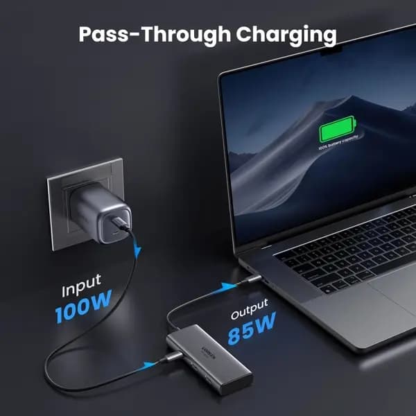 CM498 , UGREEN, HUB, USB-C hub Revodok 206, 2xHDMI, USB, Type-C,Grey.