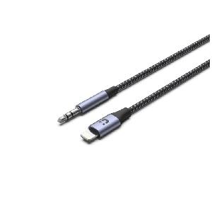 M1209A ,UNITEK, 1M, Lightning to 3.5mm Male Aux Cable, Space Grey, Support Hi-Fi Audio