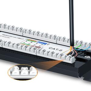 NW127 UGREEN (70423) Cat 6 UPT 24 Port Integrated Ethernet cable management rack Black