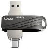 US11, NETAC, Flash Memory, 64GB  USB3.2+TypeC Dual Flash Drive Black.
