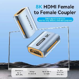 VENTION AIUH0 HDMI-A Female to Female 8K Adapter Gray Aluminum Alloy Type