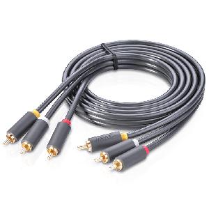 AV105 UGREEN 3RCA Male to 3RCA Male Cable 1.5m (Black) 10524