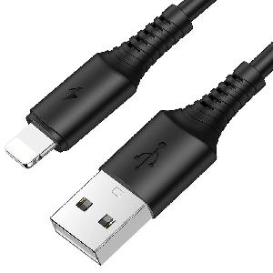 KD-USB3010BK,KINGDA fast charging cable,1m  USB to Litning - with nylon brading,high quality,black,