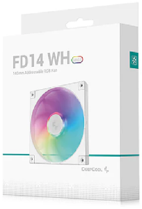  FD14 ARGB WH, DEEPCOOL, Fan, 140mm, PWM 400~1650 RPM, 82.53CFM, ≤25.2dB, 4+3-pin, ARGB, White.