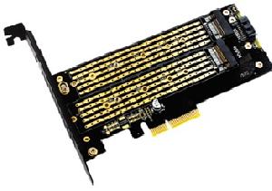 KDSATAPCIE0101 Kingda, M.2 PCIE Adapter for  PCIE NVMe SSD ,with sata, 2 X m2 + 1 X SATA
