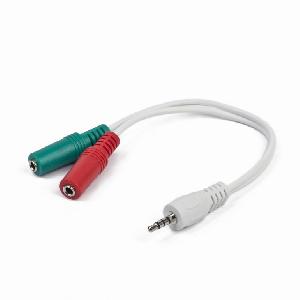 CCA-417W 3.5 mm 4-pin plug to 3.5 mm stereo + microphone sockets adapter cable, white Gembird
