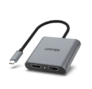  V1404B, UNITEK, Adapter, Tupe-C to Dual HDMI2.0 4K Adapter with Dual Monitor MST, Space Gray.