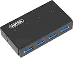Y-HB03001, UNITEK 4-in-1 USB3.0 4-Port Hub with Charging Function,12V2A Power Adaptor, Black
