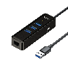 NT08WF12-30BK,Netac USB Hub WF12, USB-A to USB3.0*3+RJ45+TypeC 5V