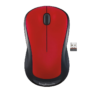  M235, Logitech, Mouse, USB Wireless 1000 dpi 3 Button, 1xAA-12 month 84g Red/Black.