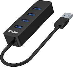 H1117A, UNITEK 4-in-1 USB-A 5Gbps Hub (4*USB 3,0) with USB-C Power Port, Black