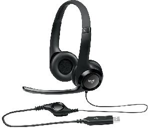 H390, LOGITECH H390 Corded Headset mic - BLACK USB (1.9 m) (L981-000406)