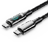 TAYBH VENTION Cotton Braided USB 2.0 C Male to C Male 5A Cable With LED Display 2M Black Zinc Alloy Type