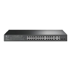 TL-SL2428P, TP-Link,JetStream 24-Port 10/100Mbps 2 Gigabit SFP Slots + 4-Port Gigabit Smart Switch with 24-Port PoE+ 250 W