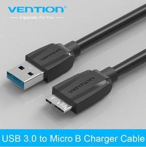 VAS-A12-B050, VENTION  Flat USB3.0 A Male to Micro B Male Cable 0.5M Black