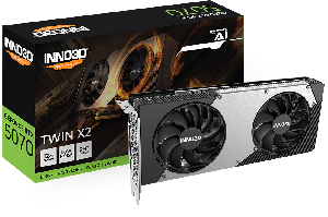  GeForce RTX 5070 TWIN X2, INNO3D, VIDEO CARD, GDDR7 PCI Express Gen 5, Windows 11, Linux, FreeBSDx86, 3x DisplayPort 2.1b, 1
