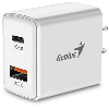 PD-20AC ,GENIUS charger PD-20AC,EU,20W,USB-C port and USB-A port,USB-C PD3.0, White 