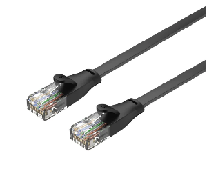 C1810GBK,UNITEK 2M, CAT.6 Flat Cable - RJ45 (8P8C) Male to RJ45 (8P8C) Male, Black