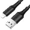 KD-USB3010BK,KINGDA fast charging cable,1m  USB to Litning - with nylon brading,high quality,black,