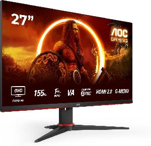 Q27G2E AOC Gaming Monitor 27" QHD 2560x1440  VA, 155 Hz, MPRT 1 ms, FreeSync Premium (, HDMI, DisplayPort) Black, Red