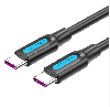 COSBG, VENTION USB 2.0 C Male to Male Cable 1.5M Black PVC Type