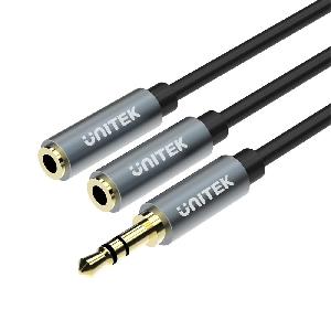 Y-C956ABK ,UNITEK, 0.2M, 3.5MM AUX Audio Cable - Male to 2*Female