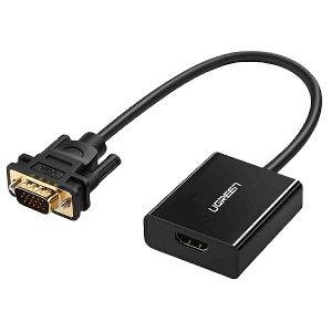 HU-516  UGREEN  VGA Male to HDMI Female  Adapter With 3.5mm, 30cm, Black (20694)