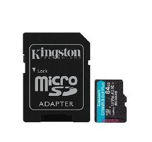 SDCG4/64GB, Kingston 64GB microSDXC Canvas Go Plus Gen4 200MB/s A2 U3 V30 Card + Adapter