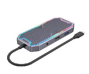  D1029A, UNITEK, Type C Adapter, 7-in-1 USB-C 10Gbps Hub with RGB Light (2*USB-A 10Gbps+USB-C 10Gbps+HDMI 4K60Hz+Gigabit Ethe